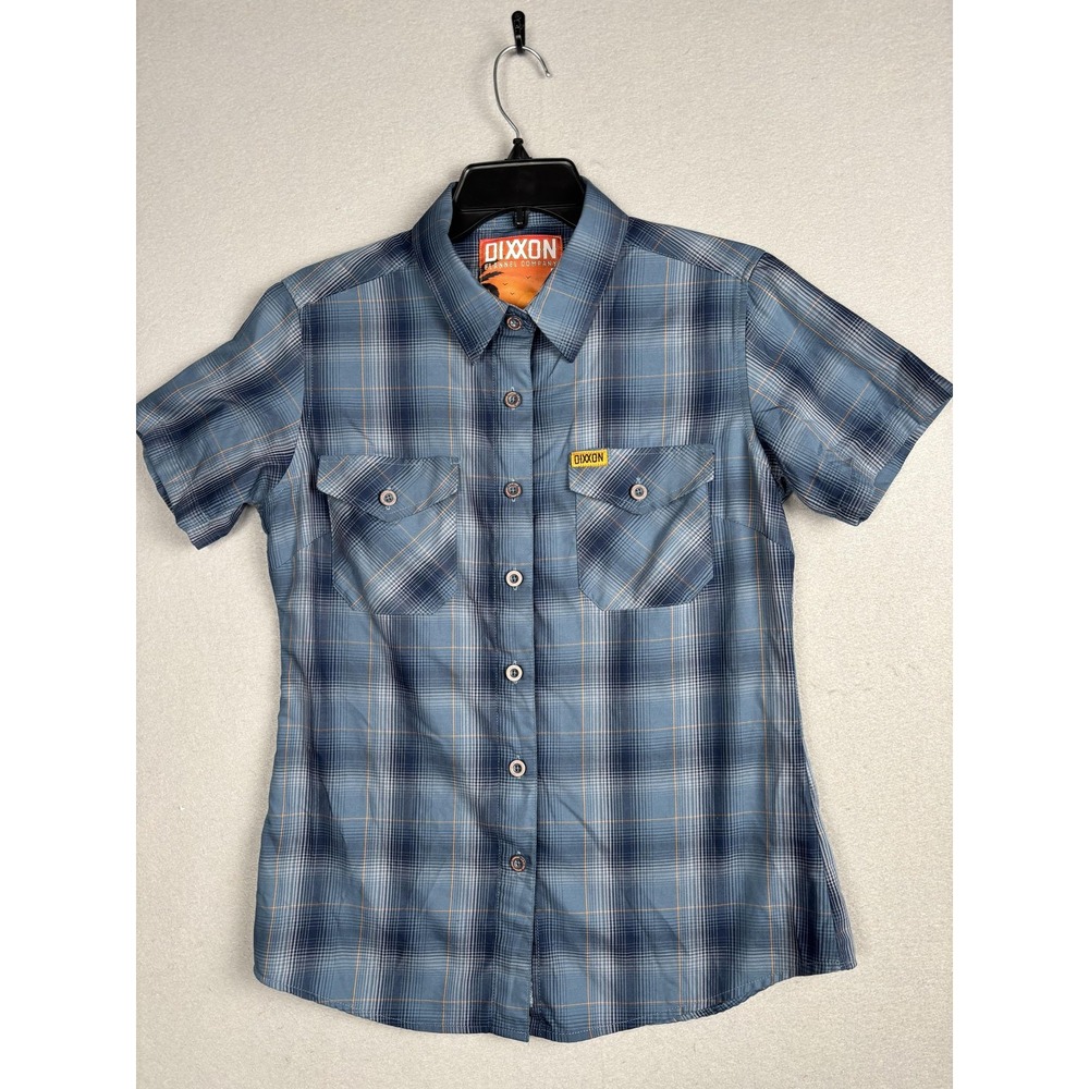 Dixxon Flannel Shirt Womens Medium Blue Plaid Sea Mist D-Lux Short Sleeve